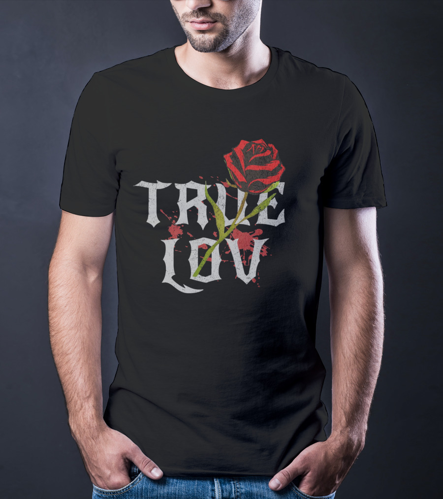 True Love Gothic Rose With Red Splatter T-Shirt