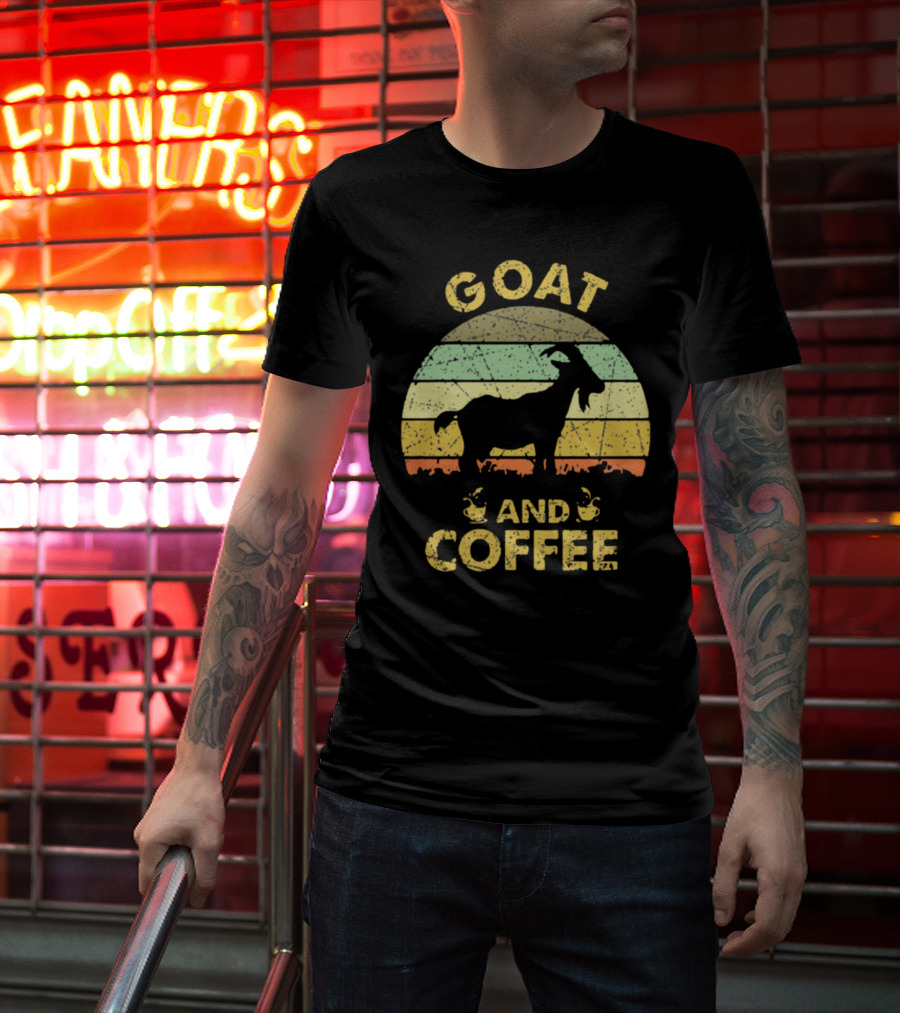 GOAT And Coffee Vintage Sunset T-Shirt