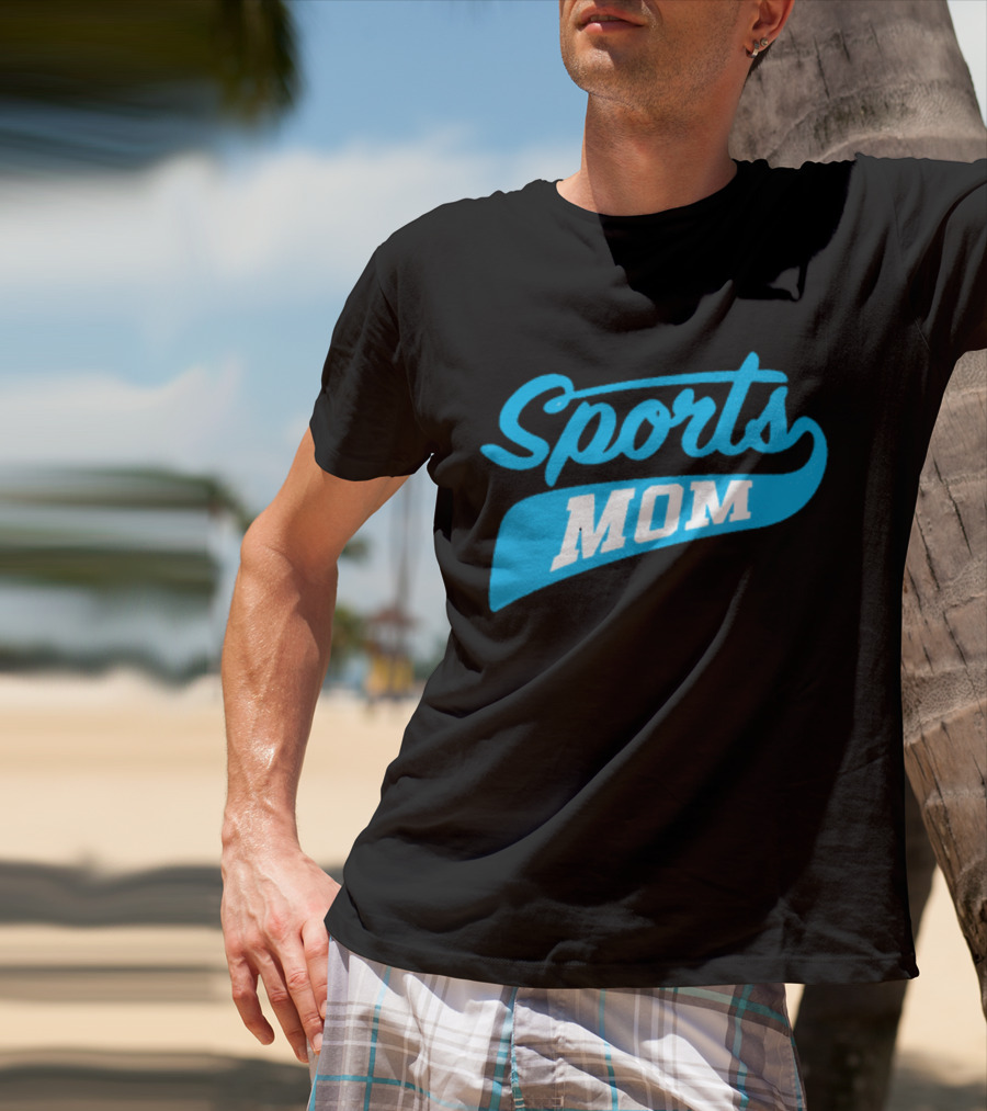 Sports Mom Blue Script Style T-Shirt