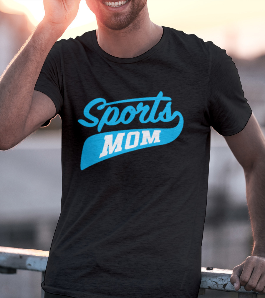 Sports Mom Blue Script Style T-Shirt