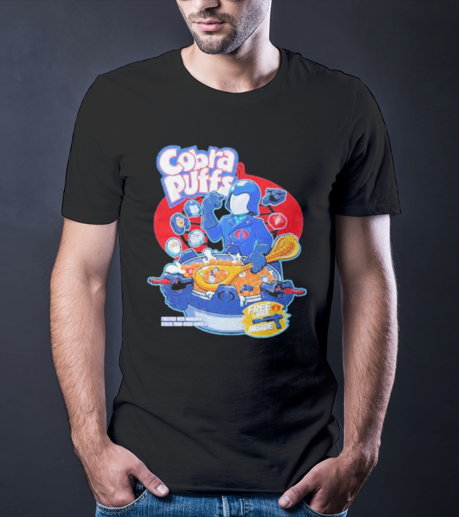 Cobra Puffs Free Laser Inside Funko Pop Style Cereal Commander Cartoon Scene T-Shirt