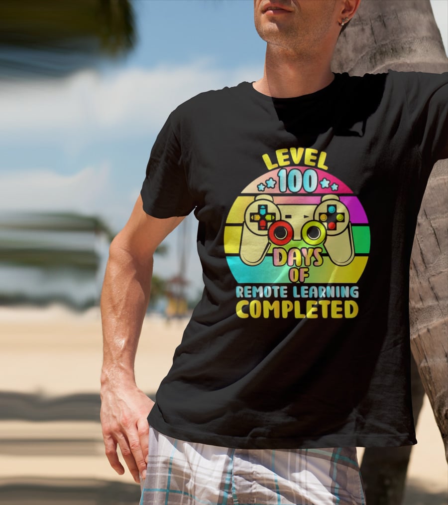 Level 100 Days Of Remote Learning Completed Vintage Controller T-Shirt