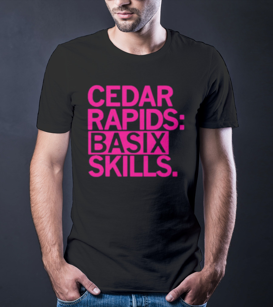 Cedar Rapids Basix Skills Retro Bold Typography T-Shirt