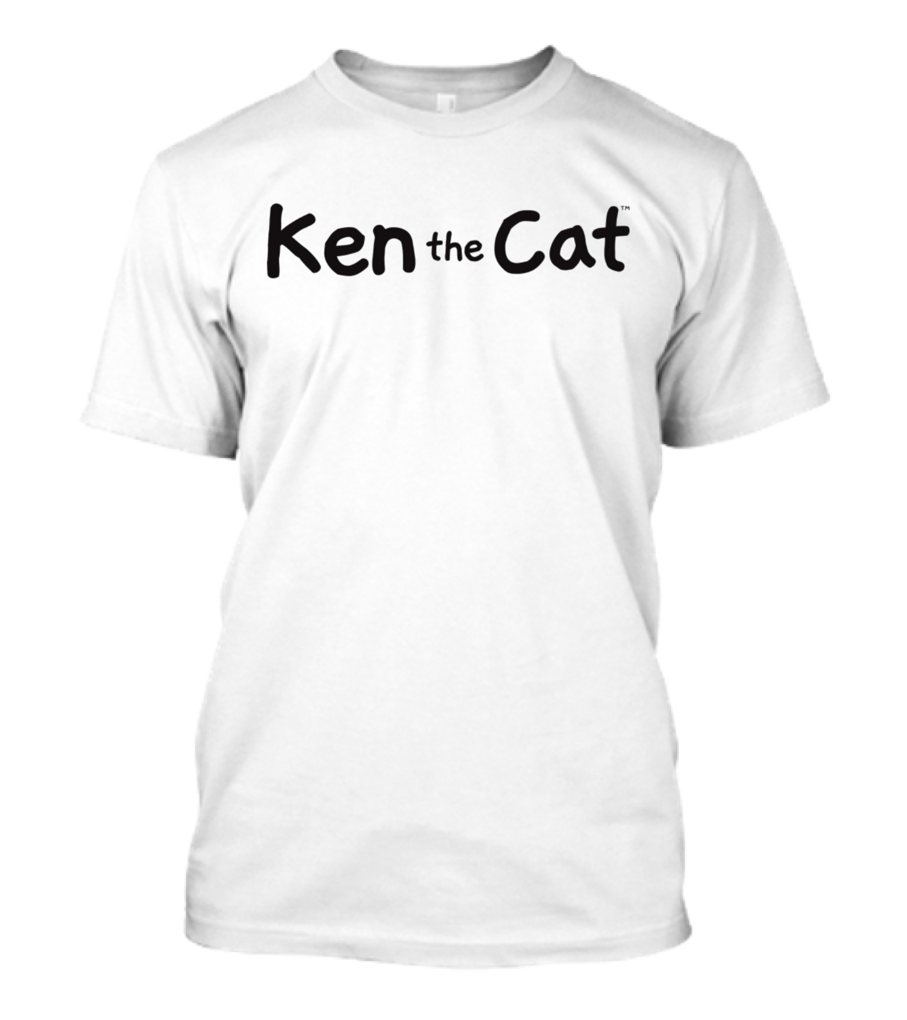 Ken The Cat Flat On Back Black Caption T-Shirt