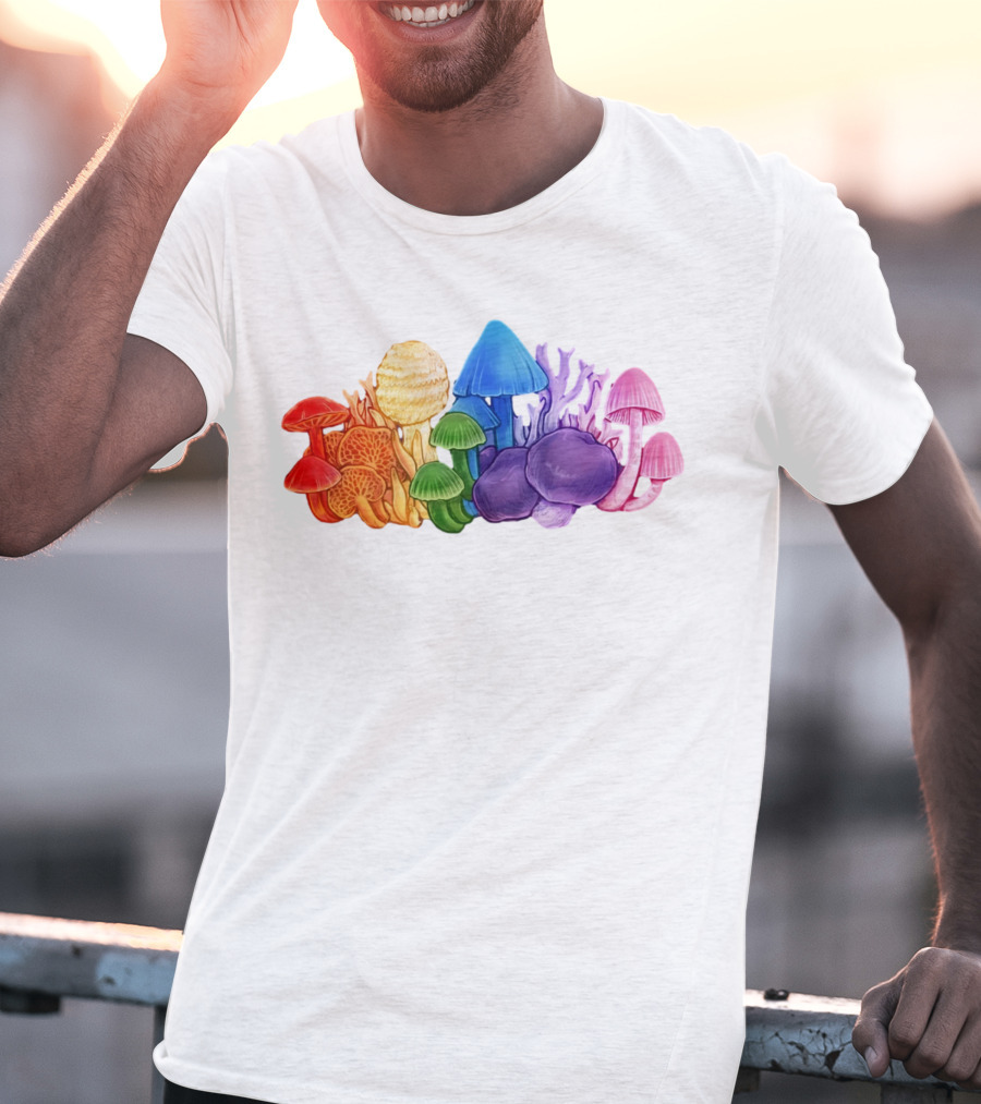 NZ Rainbow Fungi Colorful Mushroom Collection T-Shirt