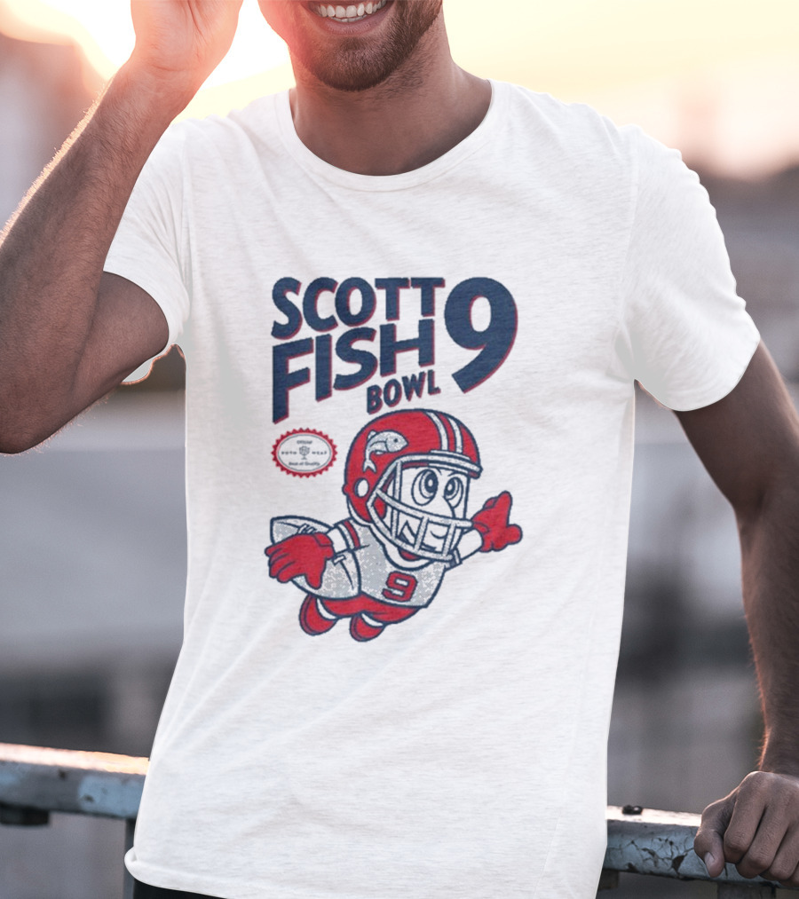 Scott Fish Bowl 9 Football Player Mascot T-Shirt