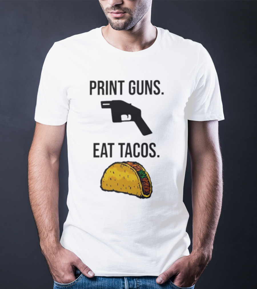 Print Guns Pistol Icon Eat Tacos Mexican Food T-Shirt