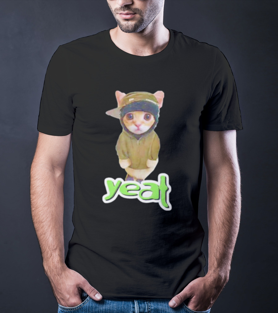 Yeat Cat Funny Hoodie And Cap Cat Image T-Shirt