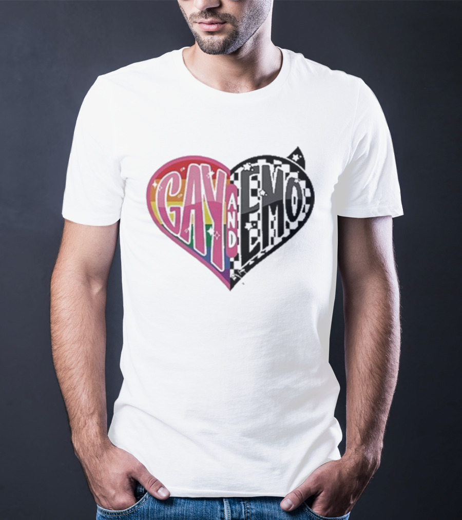 Gay And Emo Rainbow Heart T-Shirt