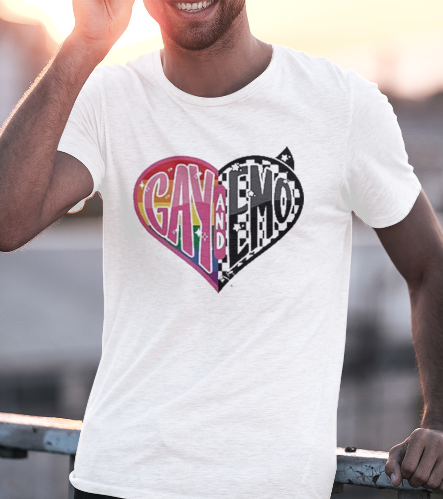 Gay And Emo Rainbow Heart T-Shirt