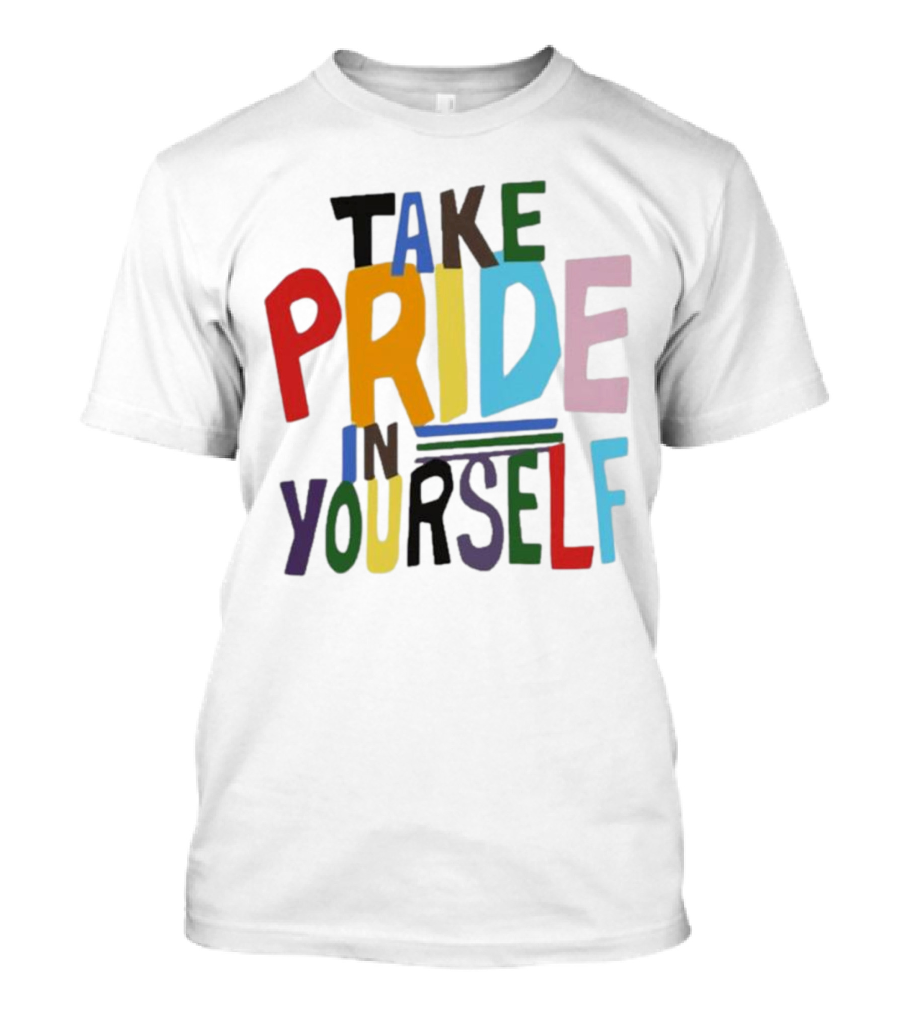 Take Pride In Yourself Multicolor Bold Typography T-Shirt