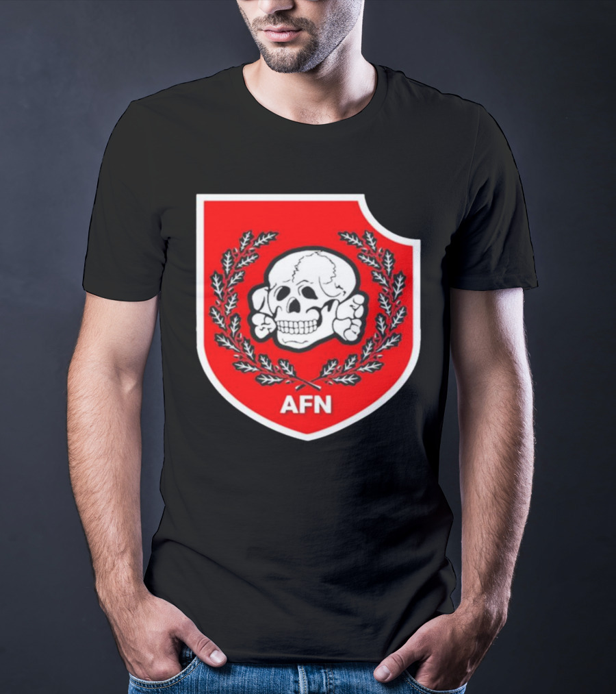 Amuse AFN Aryan Freedom Network Skull Emblem Badge T-Shirt