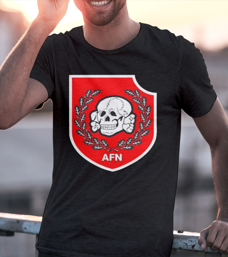Amuse AFN Aryan Freedom Network Skull Emblem Badge T-Shirt