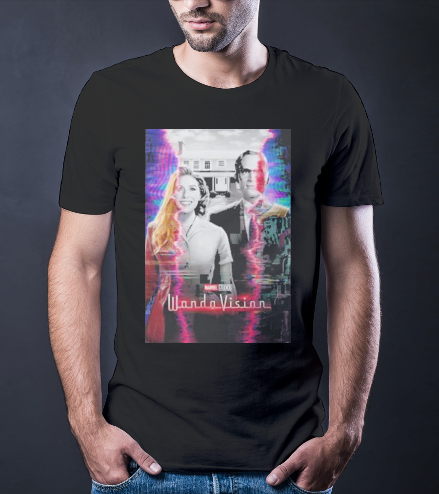 Marvel Studios WandaVision Colorful Glitch Effect Retro TV T-Shirt