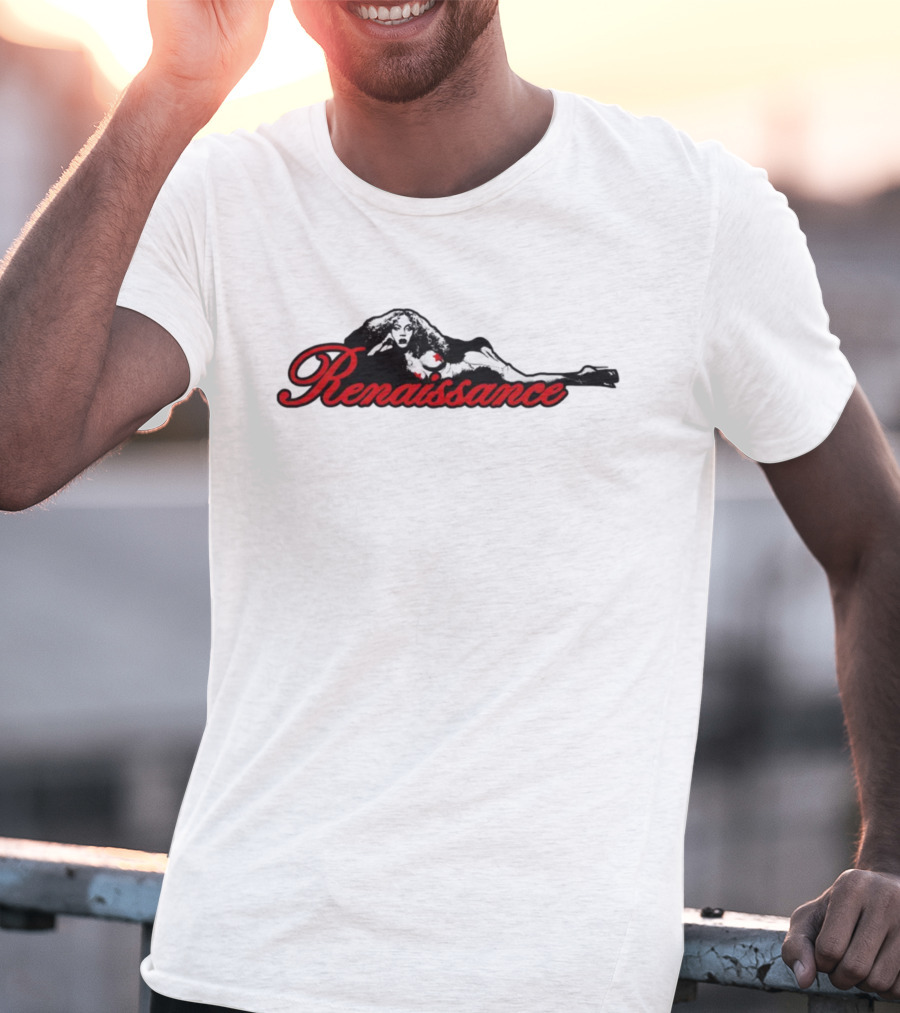 Beyonce Renaissance Ringer Black Image Relaxed Pose T-Shirt