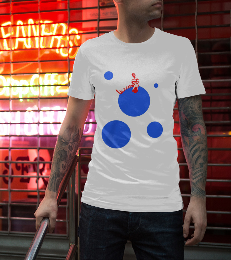 Harry's Styles Merch Red Figure Blue Polka Dot T-Shirt