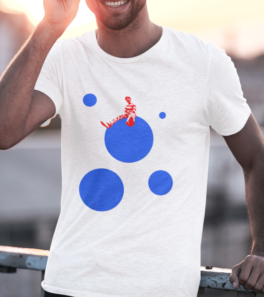 Harry's Styles Merch Red Figure Blue Polka Dot T-Shirt