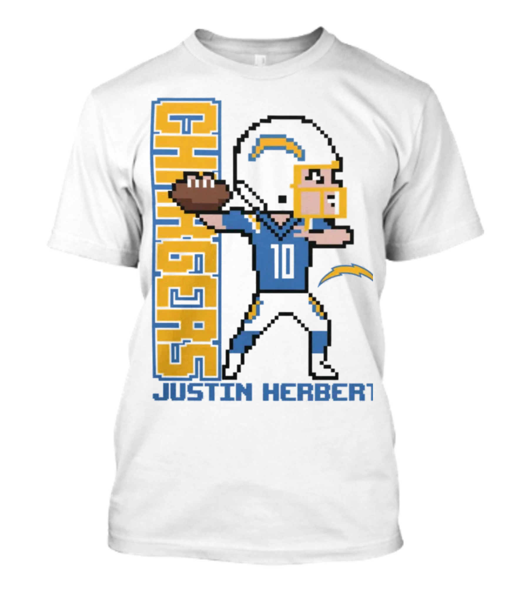 Justin Herbert Los Angeles Chargers Pixel Player 10 T-Shirt
