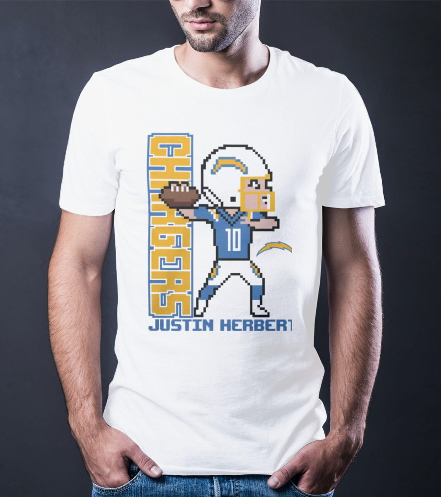 Justin Herbert Los Angeles Chargers Pixel Player 10 T-Shirt