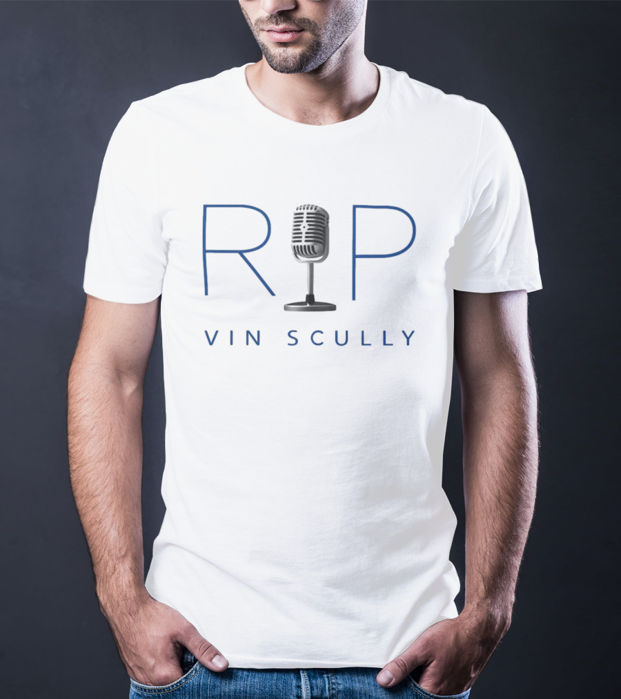 Los Angeles Dodgers Vin Scully Microphone Tribute Rip Iconic Broadcaster Memorial T-Shirt