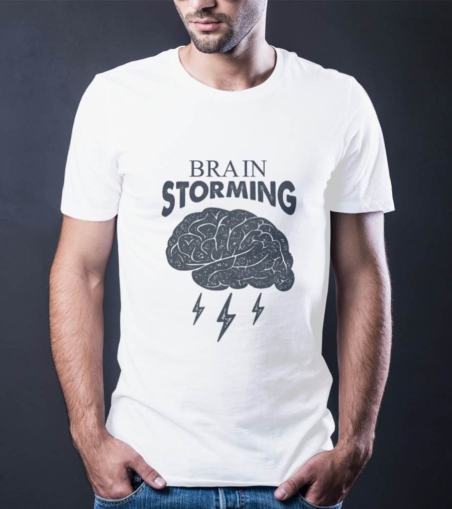 BRAIN STORMING Brain With Lightning Bolts T-Shirt