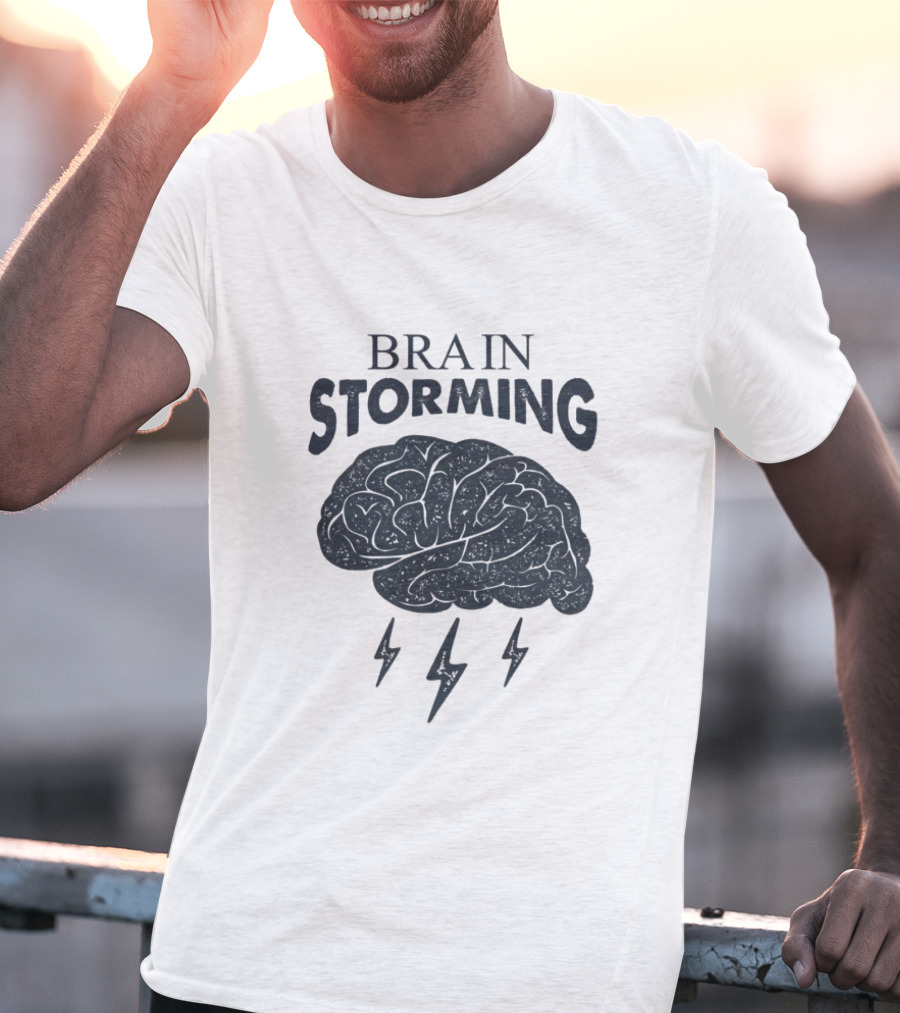 BRAIN STORMING Brain With Lightning Bolts T-Shirt