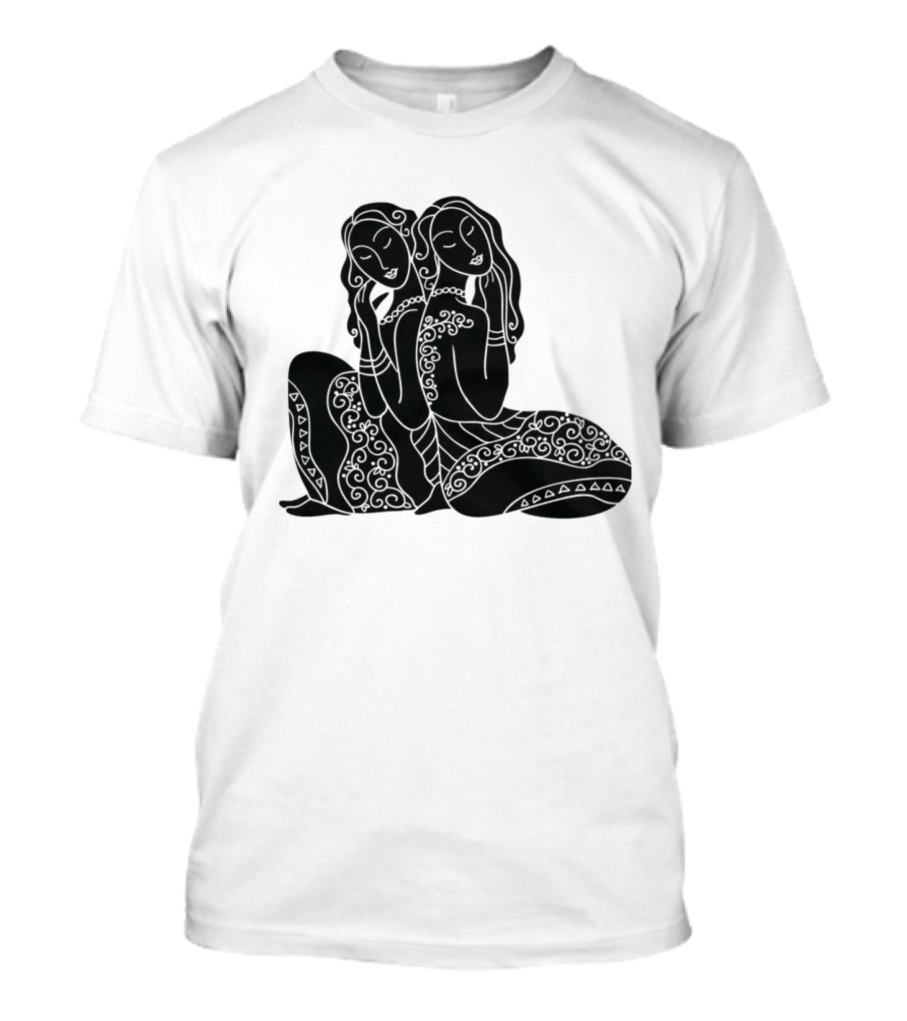 Gemini Zodiac Twins Sitting Embrace T-Shirt