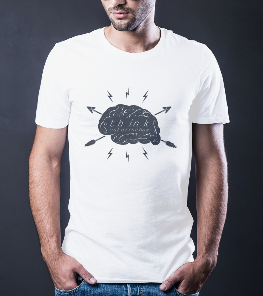 Think Out Of The Box Brain With Arrows And Lightning Bolts T-Shirt