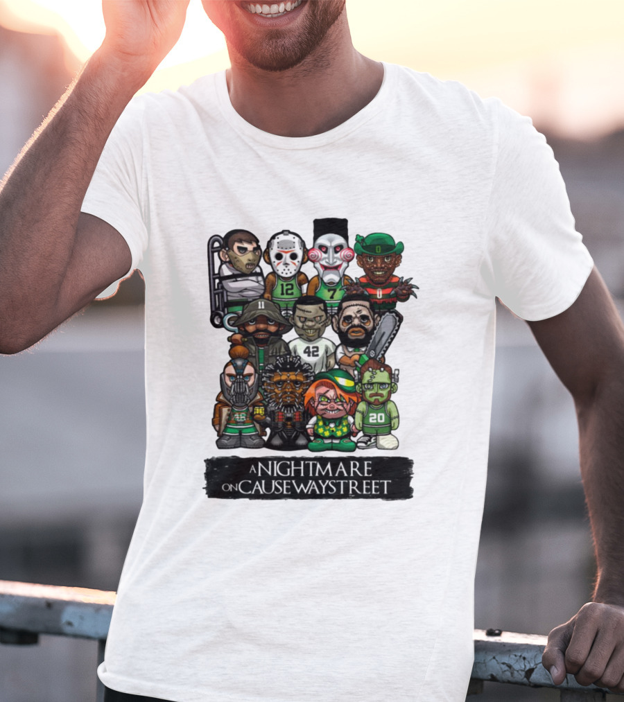 A Nightmare On Causeway Street With Horror Characters And Sports Themes T-Shirt