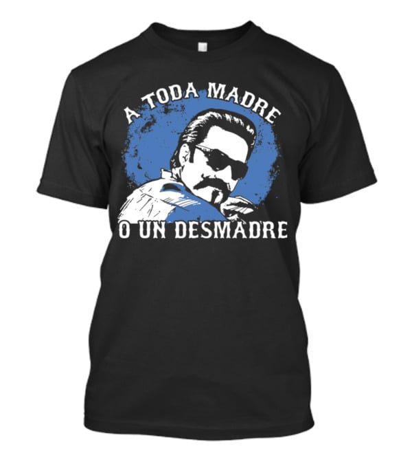 A Toda Madre O Un Desmadre Cool Mustache Sunglasses Dude Blue Circle T-Shirt