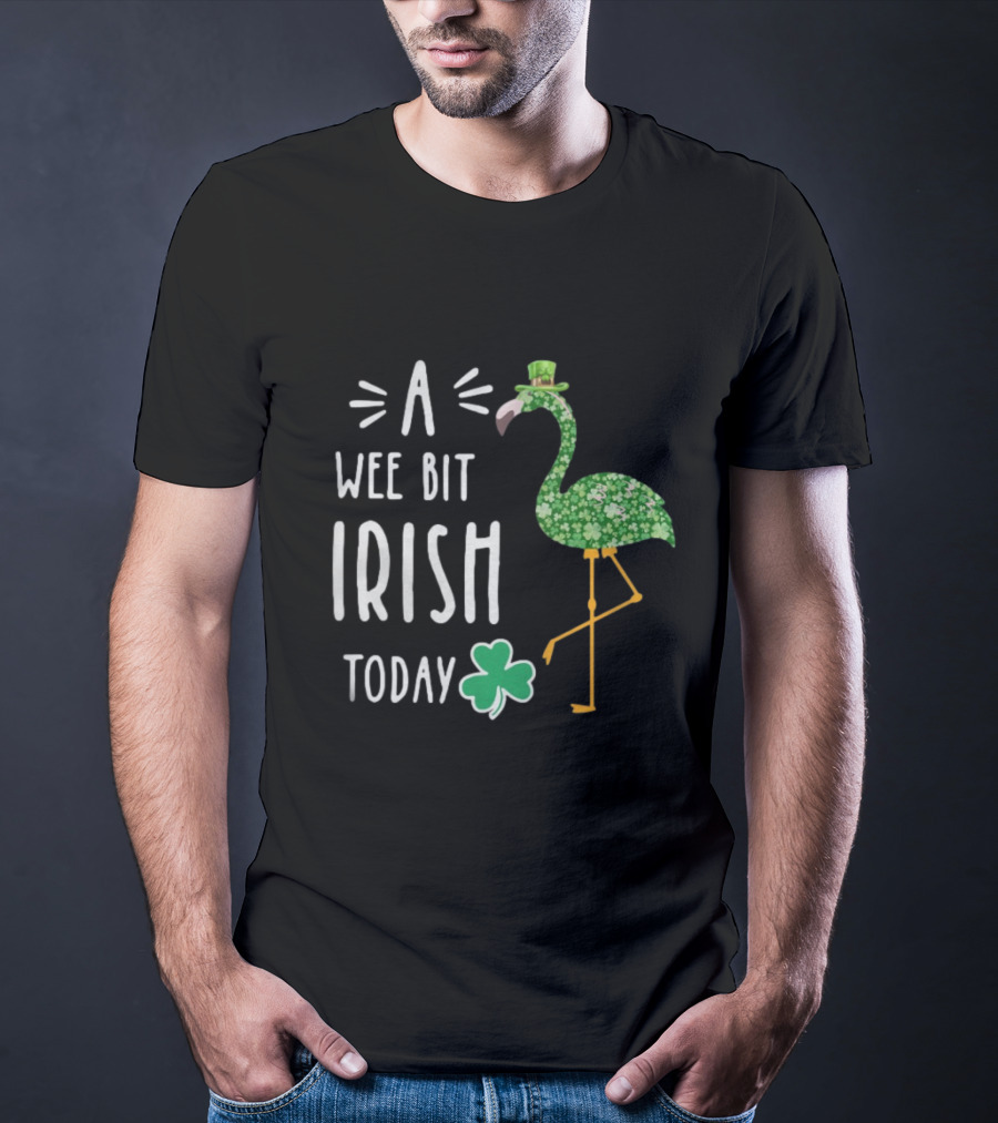 A Wee Bit Irish Today Flamingo Shamrock St Patrick’s Day T-Shirt