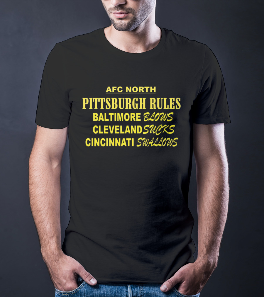 AFC North Pittsburgh Rules Baltimore Blows Cleveland Sucks Cincinnati Swallows T-Shirt