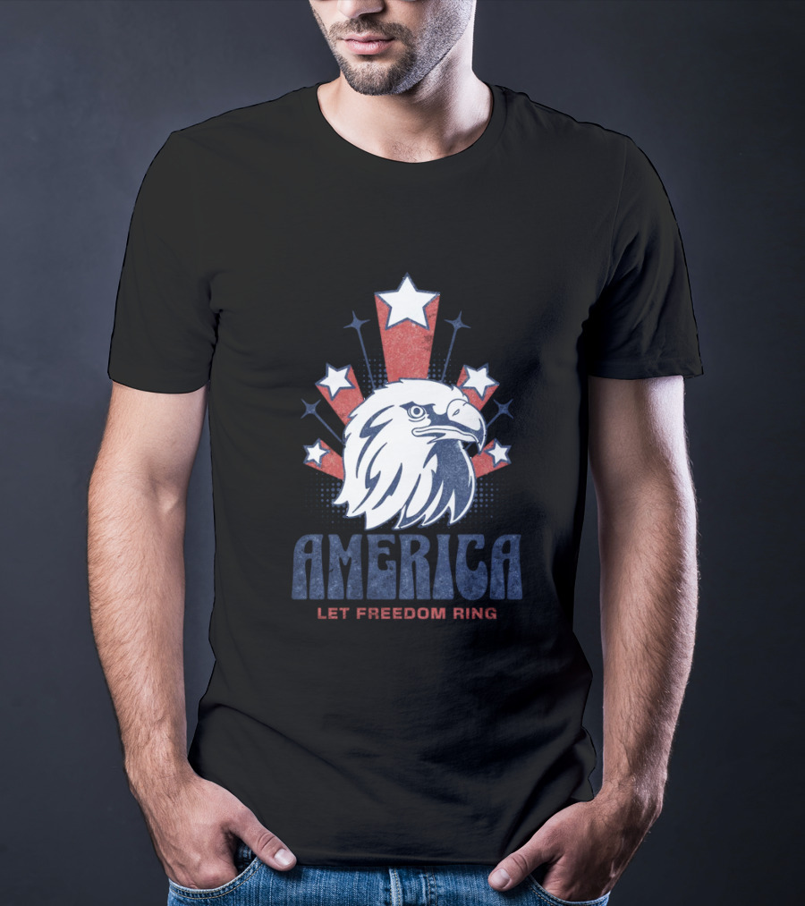 America Let Freedom Ring Bald Eagle Stars T-Shirt