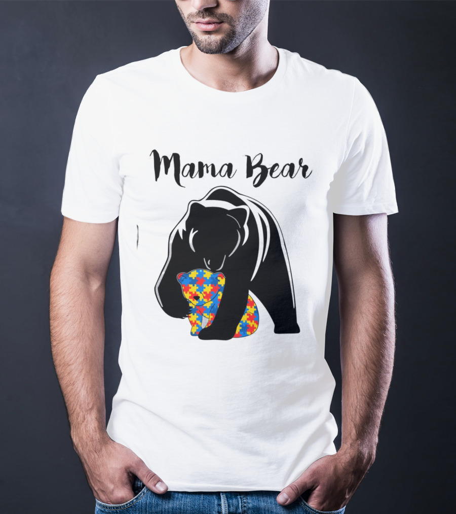 Mama Bear Autism Puzzle Piece Hug T-Shirt