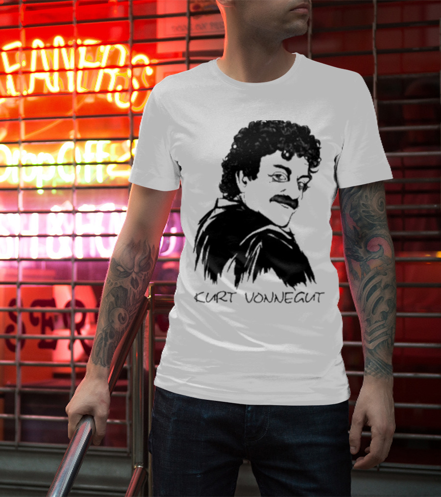 Kurt Vonnegut Black And White Stylized T-Shirt
