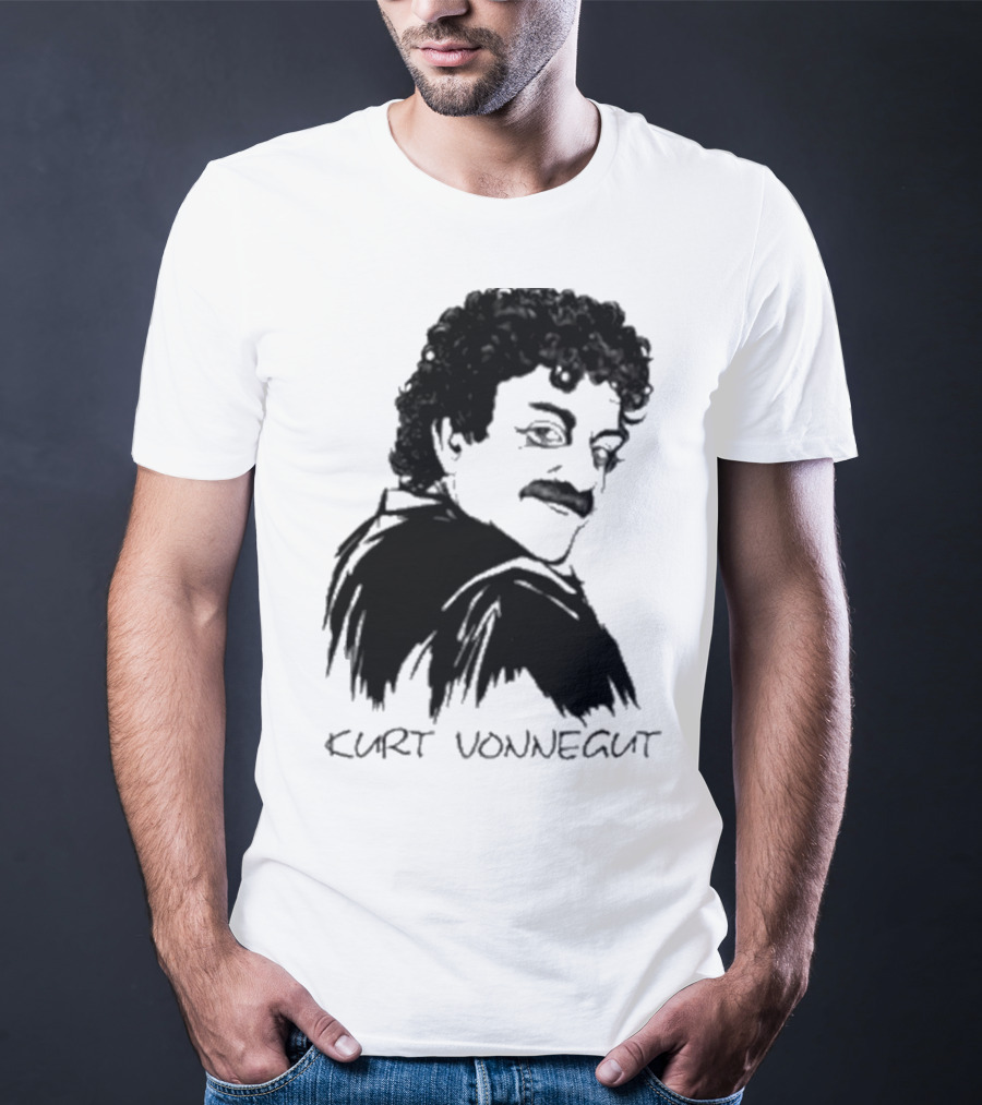 Kurt Vonnegut Black And White Stylized T-Shirt