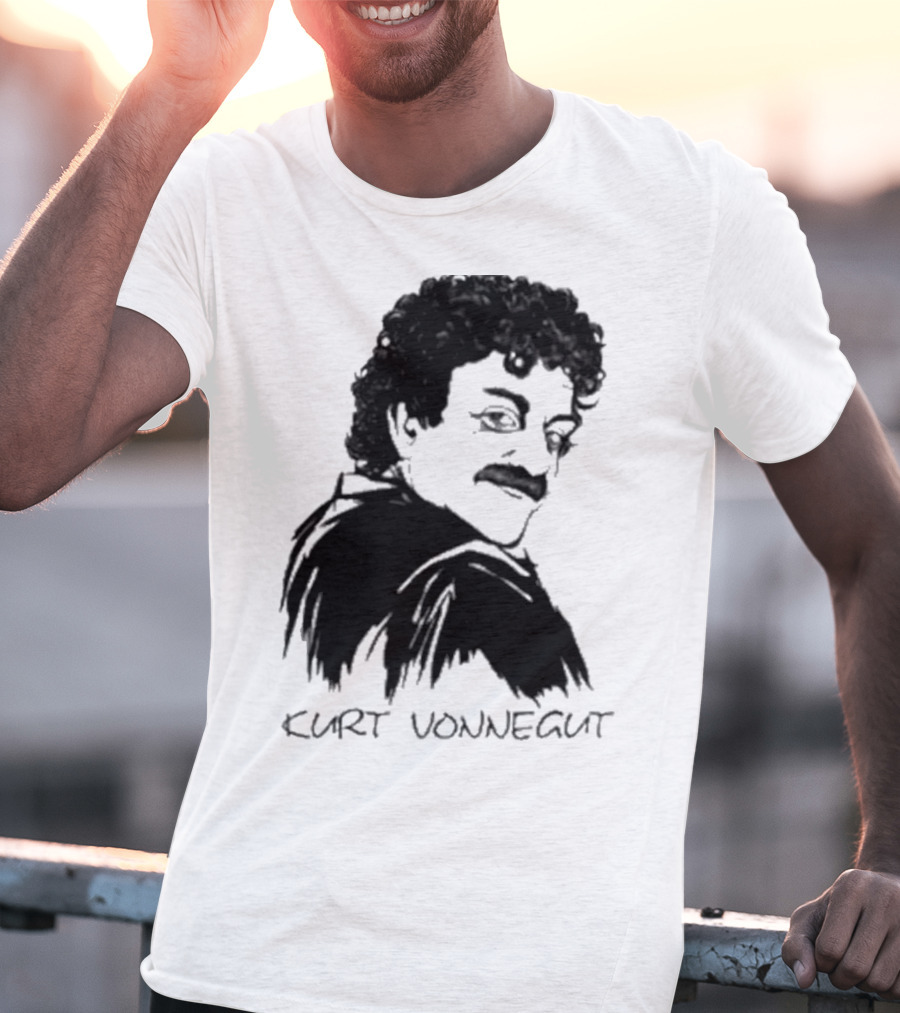 Kurt Vonnegut Black And White Stylized T-Shirt
