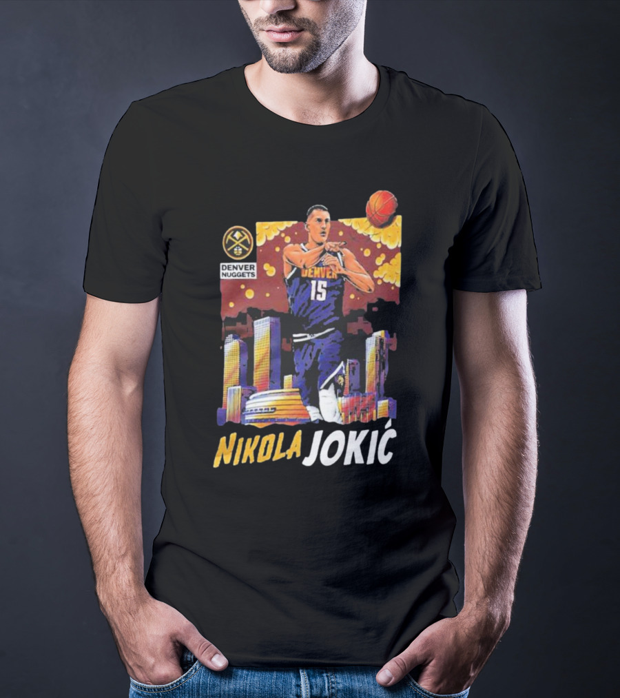 Nikola Jokic Denver Nuggets Nba Player Basketball Skyline T-Shirt