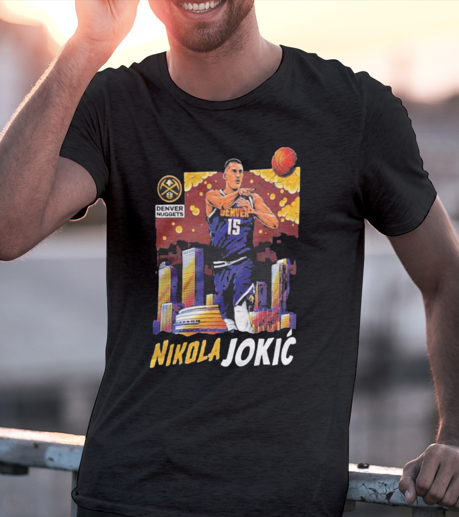 Nikola Jokic Denver Nuggets Nba Player Basketball Skyline T-Shirt