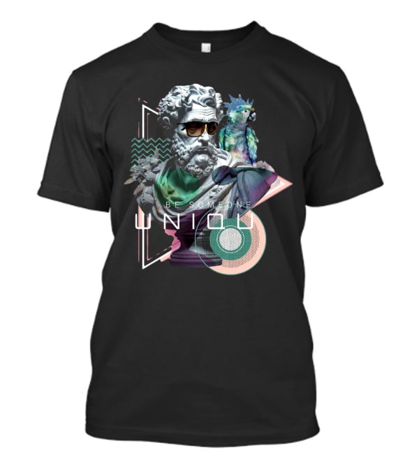 Be Someone Unique Statue With Sunglasses And Colorful Parrot T-Shirt