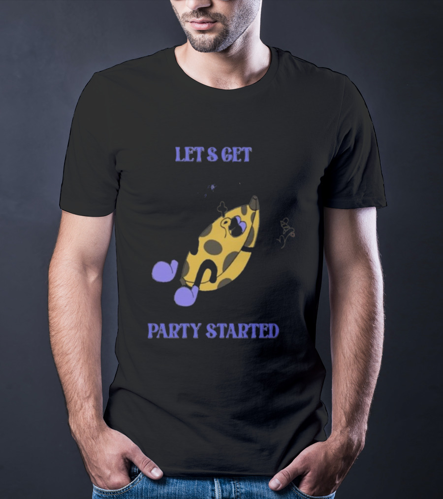 LET'S GET PARTY STARTED Vintage Cartoon Banana Music Fan Celebrating With Cigarette T-Shirt