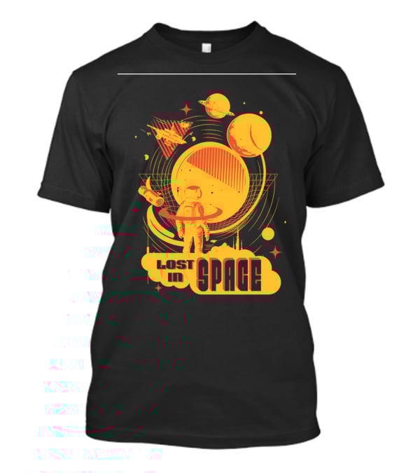 Lost In Space Astronaut With Planets And Rockets Retro T-Shirt