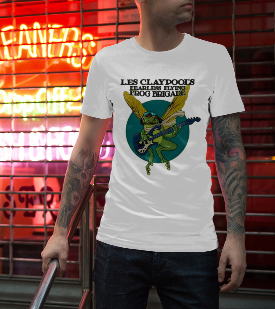 Les Claypool’s Fearless Flying Frog Brigade Flying Frog Playing Guitar T-Shirt
