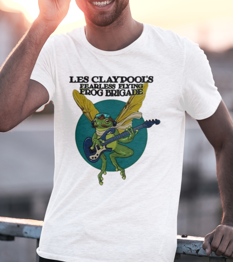 Les Claypool’s Fearless Flying Frog Brigade Flying Frog Playing Guitar T-Shirt