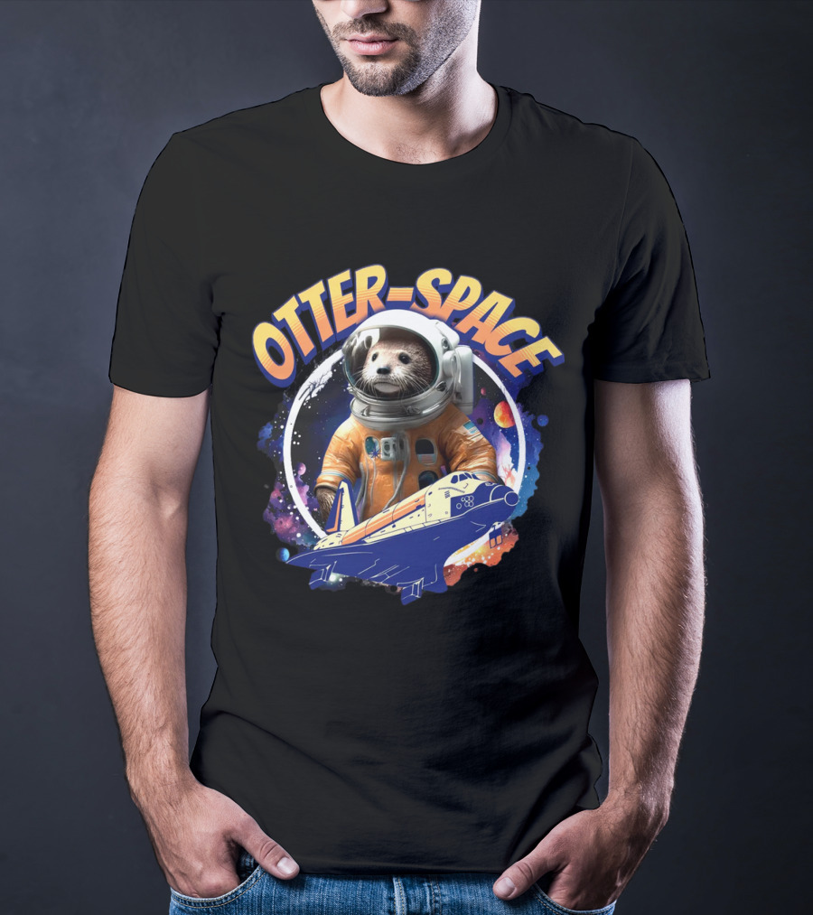 OTTER-SPACE Astronaut Otter In Space Shuttle Adventure T-Shirt