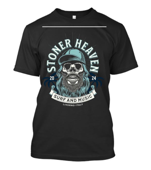 Stoner Heaven Surf And Music Skull With Cap Livorno Italy T-Shirt