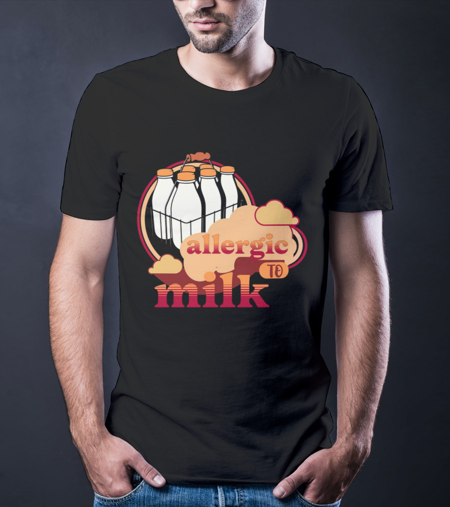 Allergic To Milk With Milk Bottles In T-Shirt