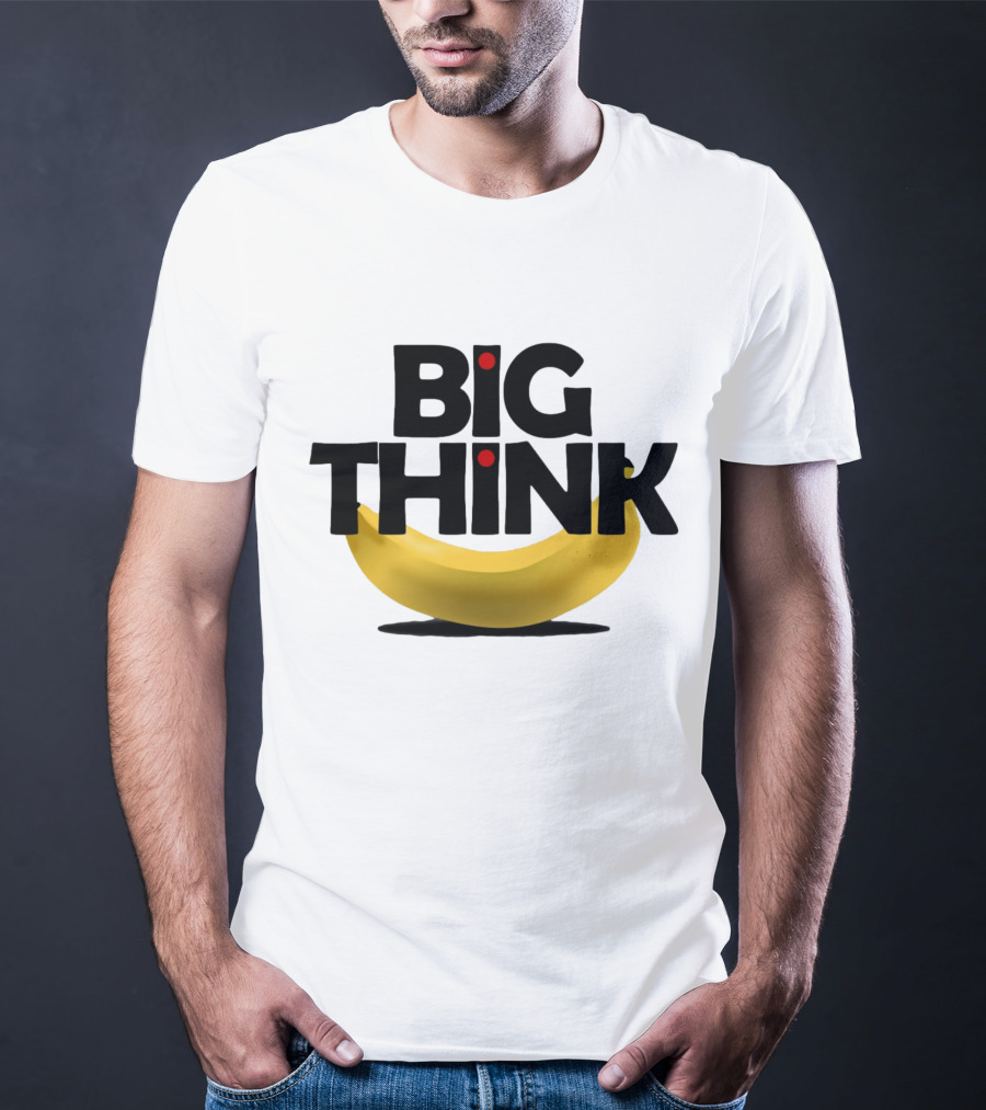 Big Think Black Text Yellow Banana Red Dots T-Shirt