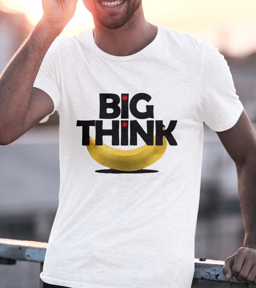 Big Think Black Text Yellow Banana Red Dots T-Shirt
