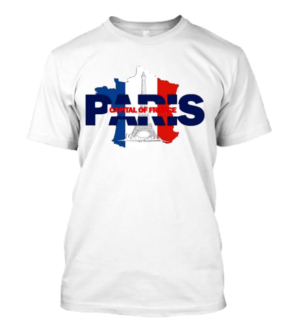 Paris Capital Of France Eiffel Tower Flag Map T-Shirt